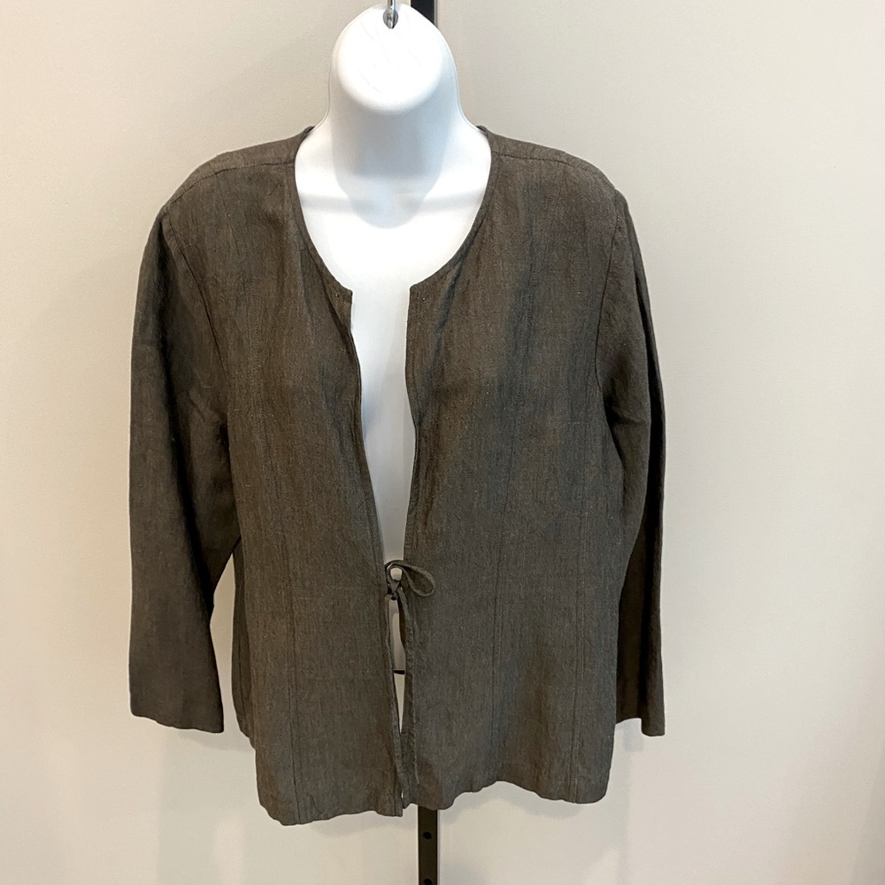 Eileen Fisher Brown Tie Front Jacket